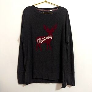 Women's‎ Royce Brand Large Dark Gray Christmas Sweater with Red Reindeer
